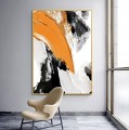 Pinceau abstrait orange par Couteau à palette art mural minimalisme